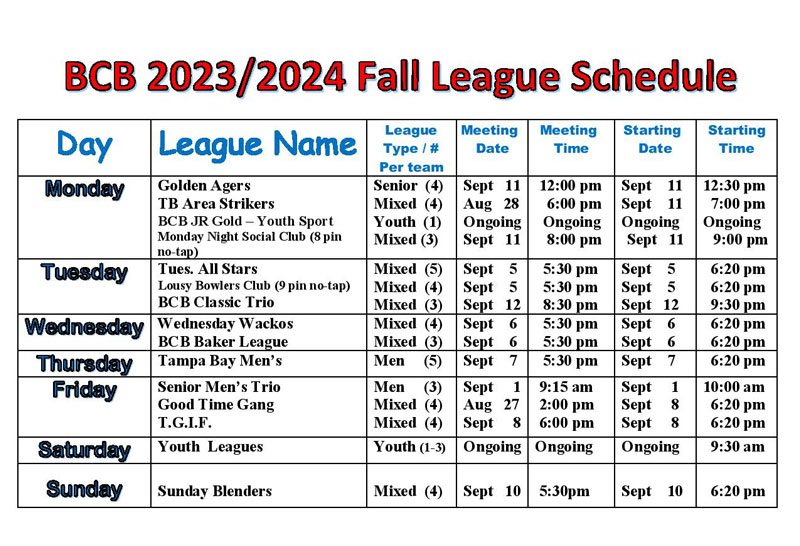 league schedule